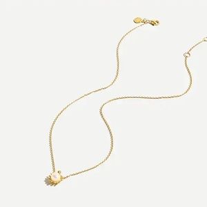 Demi-fine 14k gold-plated sun necklace with pearl